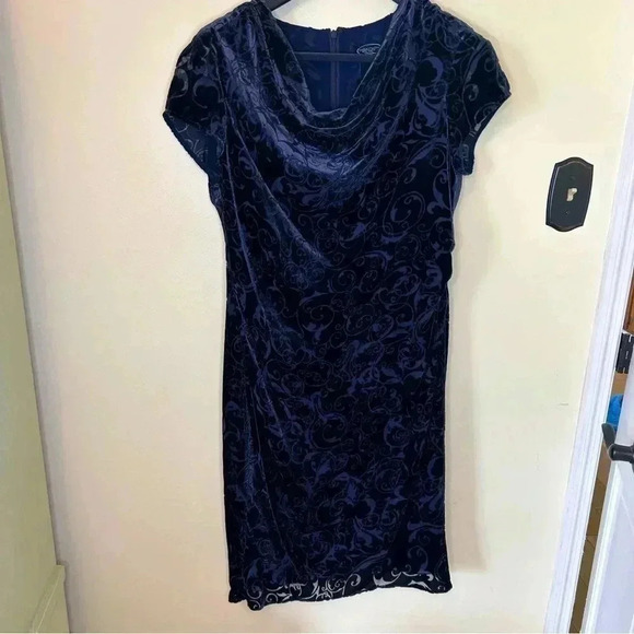 Magaschoni Drape Neck Velvet Dress - Picture 1 of 9